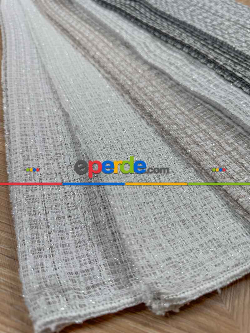 Simli Özel İplik Doğal Dokulu Düz Tül Perde - Özel Dokuma Ağır Gramajlı Premium