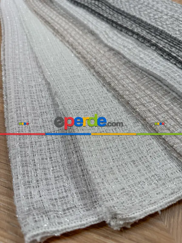 Simli Özel İplik Doğal Dokulu Düz Tül Perde - Özel Dokuma Ağır Gramajlı Premium