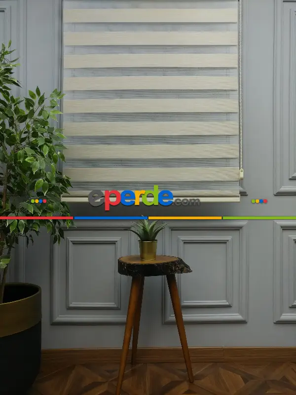 Salon Zebra Perde - Karartma Zebra Perde - Blackout Zebra Perde-ışık Geçirmez Zebra Perde- Bej