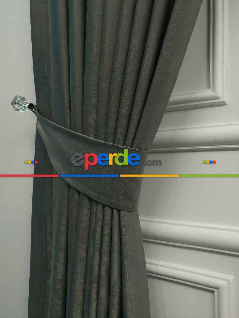 Salon - Soft Fon Perde Gri Rengi Dökümlü En - Gri-Füme-Antrasit