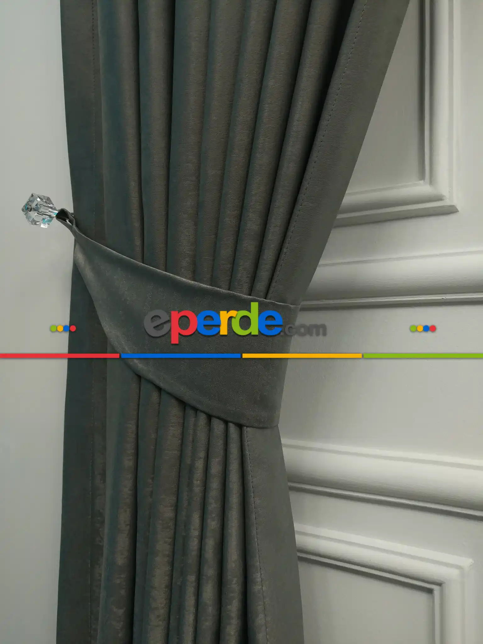 Salon - Soft Fon Perde Gri Rengi Dökümlü En - Gri-Füme-Antrasit