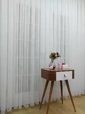#üreticifirma Ekru Şantuk Düz Tül Perde- Ekru - Kurşunlu Tül