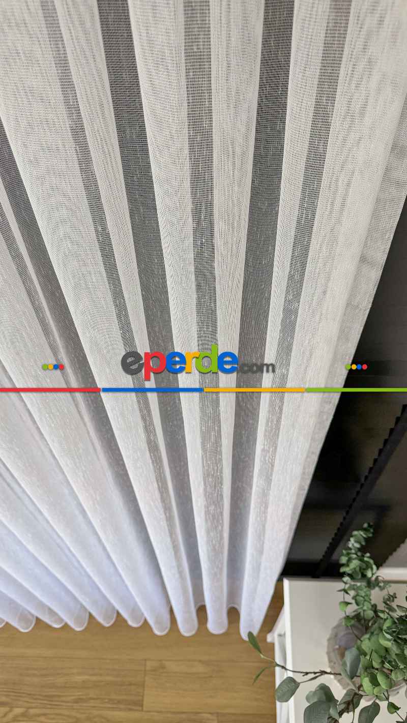 Oturma Odası - Ütü İstemeyen Ekru Keten Tül Perde - Yüksek Gramajlı - Şantuk Kurşunlu Tül