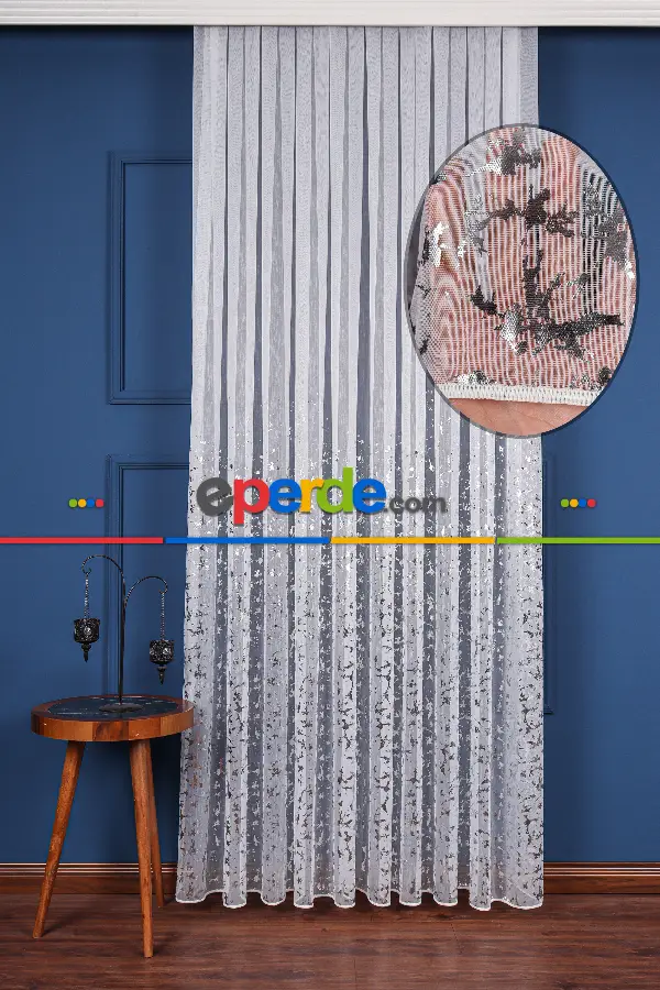 Salon Tül - Cam Kırığı Dijital Baskılı Tül Perde