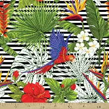 Tropikal Desenli Fon Perde Evm225 -t - Kumaşı Kalındır Duck Bezi Değildir.- Yeşil-Mavi-Beyaz-Çok Renkli