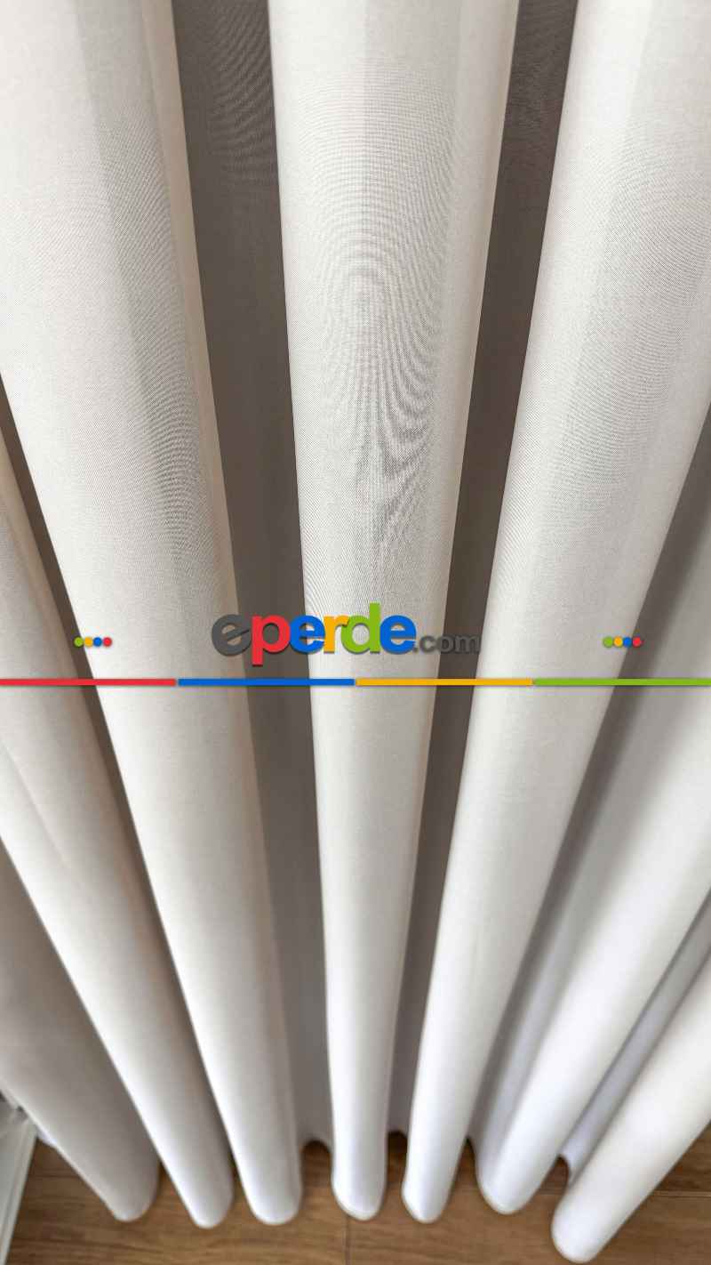 Yatak Odası Bej İpek Krep Düz Tül Perde - Premium Kalite Serisidir.
