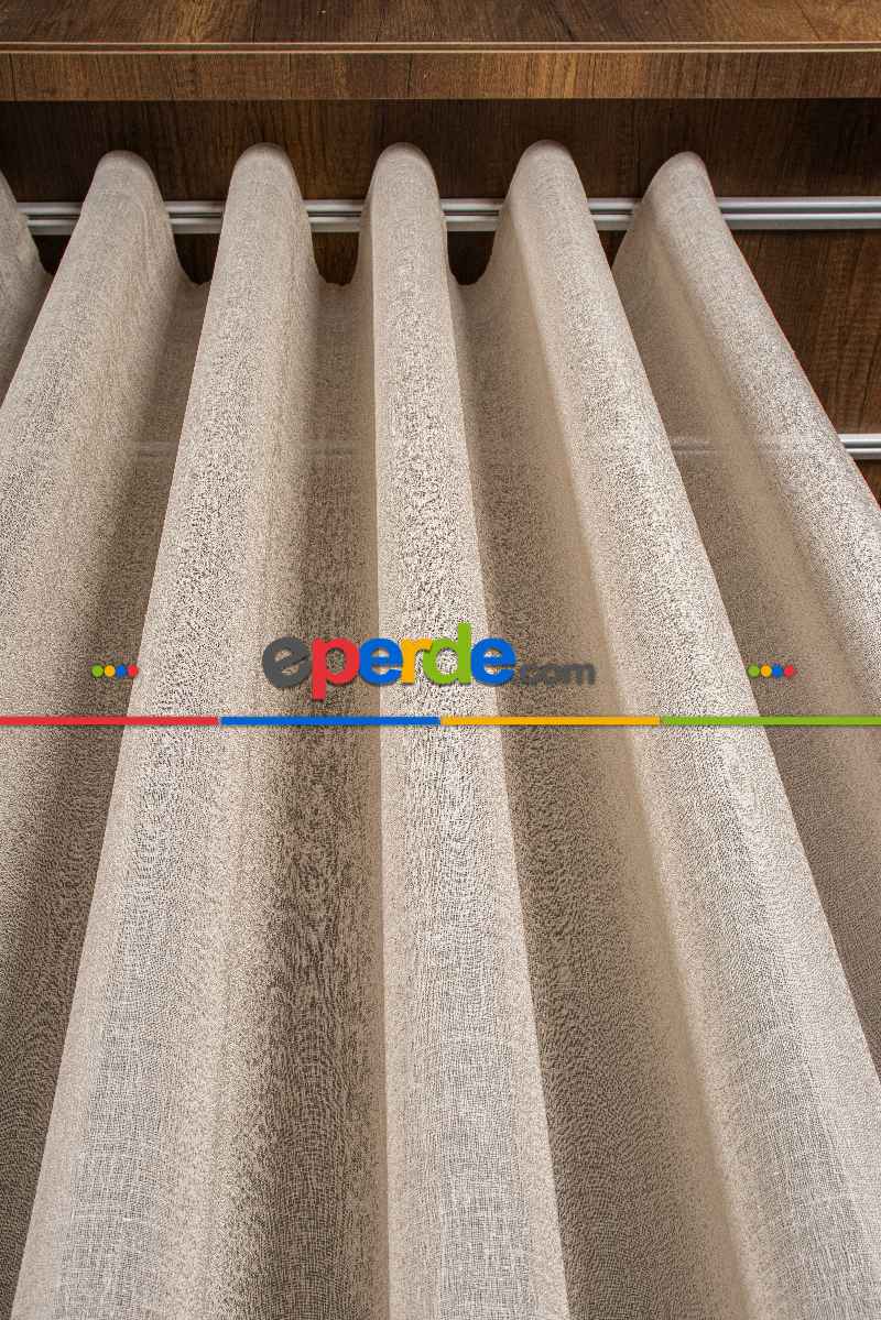 Yatak Odası - 5 Renk Seçeneği - Özel Seri Krem Keten Tül Perde - Premium Seri - Ana Görsel Sütlü Kahve Rengindedir.