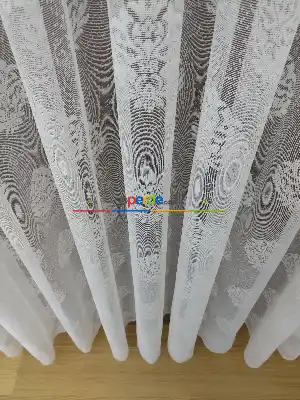 Sınırlı Süreli Fiyat!! Hazır Ölçülü Damask Desenli Fransız Dantel Tül Perde