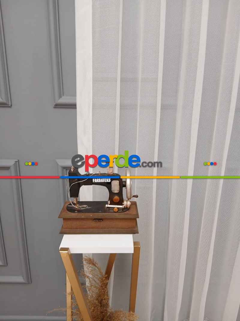 Oturma Odası - Taç Cemre Düz Örme Yeşil Kırışmaz Ütü İstemez Tül Perde