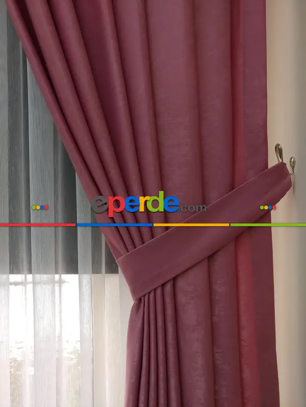 Salon Soft Fon Perde- Pembe Koyu