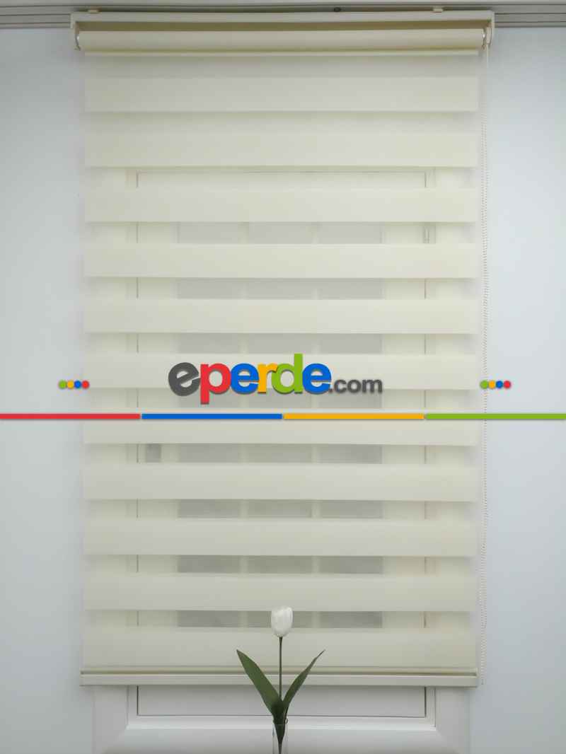 Oturma Odası - Zebra Perde - Düz Zebra Perde- Krem