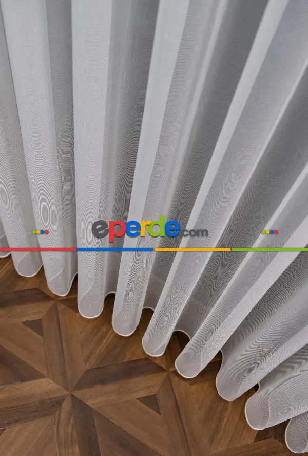 Gri Renk Monaliza Dökümlü Ütü İstemeyen Tül - İtinalı Dikiş Garantisi - Kurşunlu Tül - S Pile