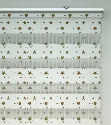 Yıldız Desenli Baskılı Zebra Perde- Çok Renkli