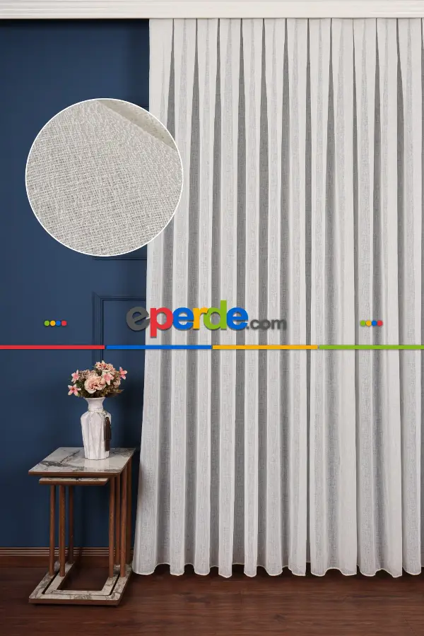 Orjinal Naturel Keten Düz Tül Perde