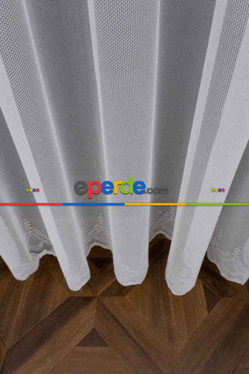 Taç Tül Perde Yeni Düz Sade Moda Tasarım Tül Etek İşlemeli Ütü İstemez Tül