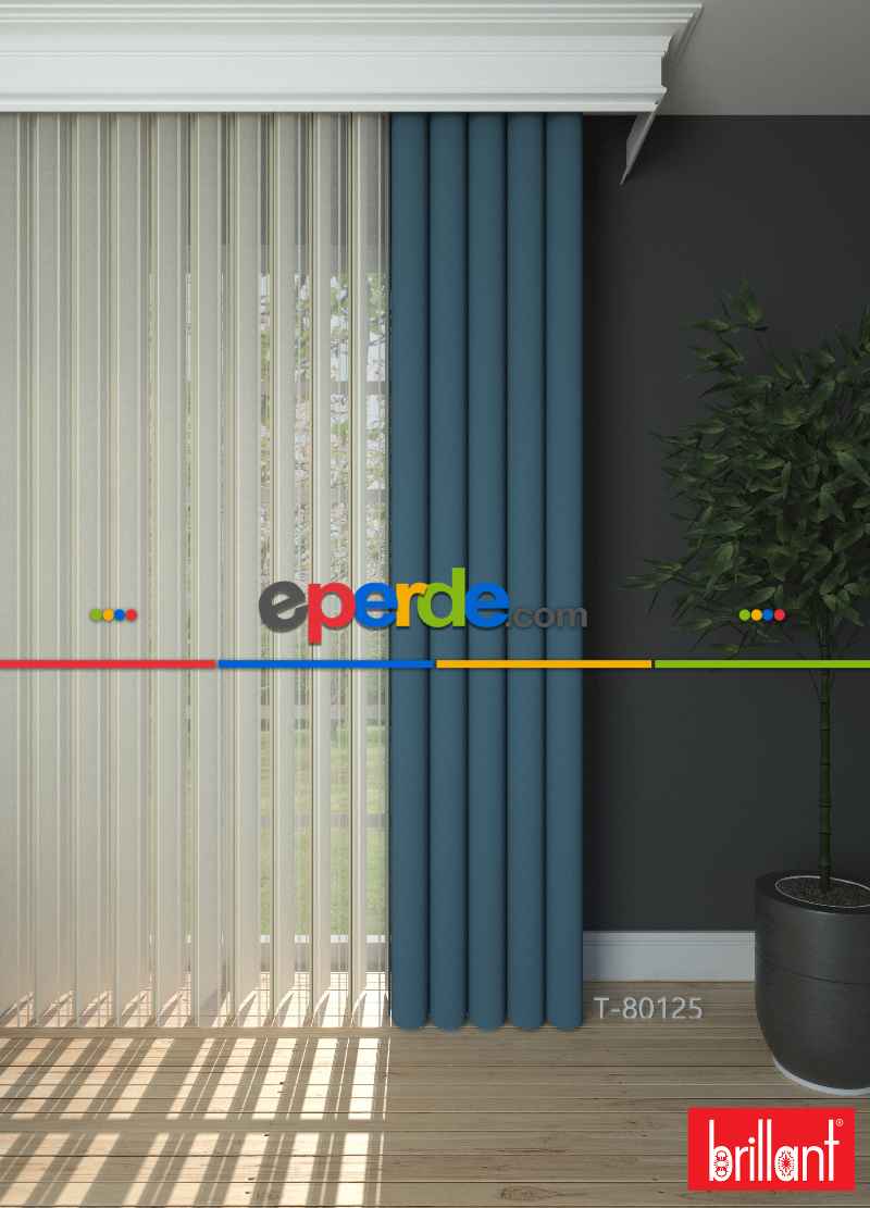 Brillant Akıllı Tül Perde Mavi Renkli Tül Dikey Zebra Perde Düz 1. Kalite