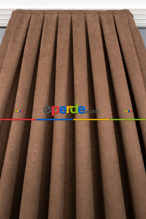 Salon - Sütlü Kahve Düz Fon Perde En  Dökümlü Fon Perde