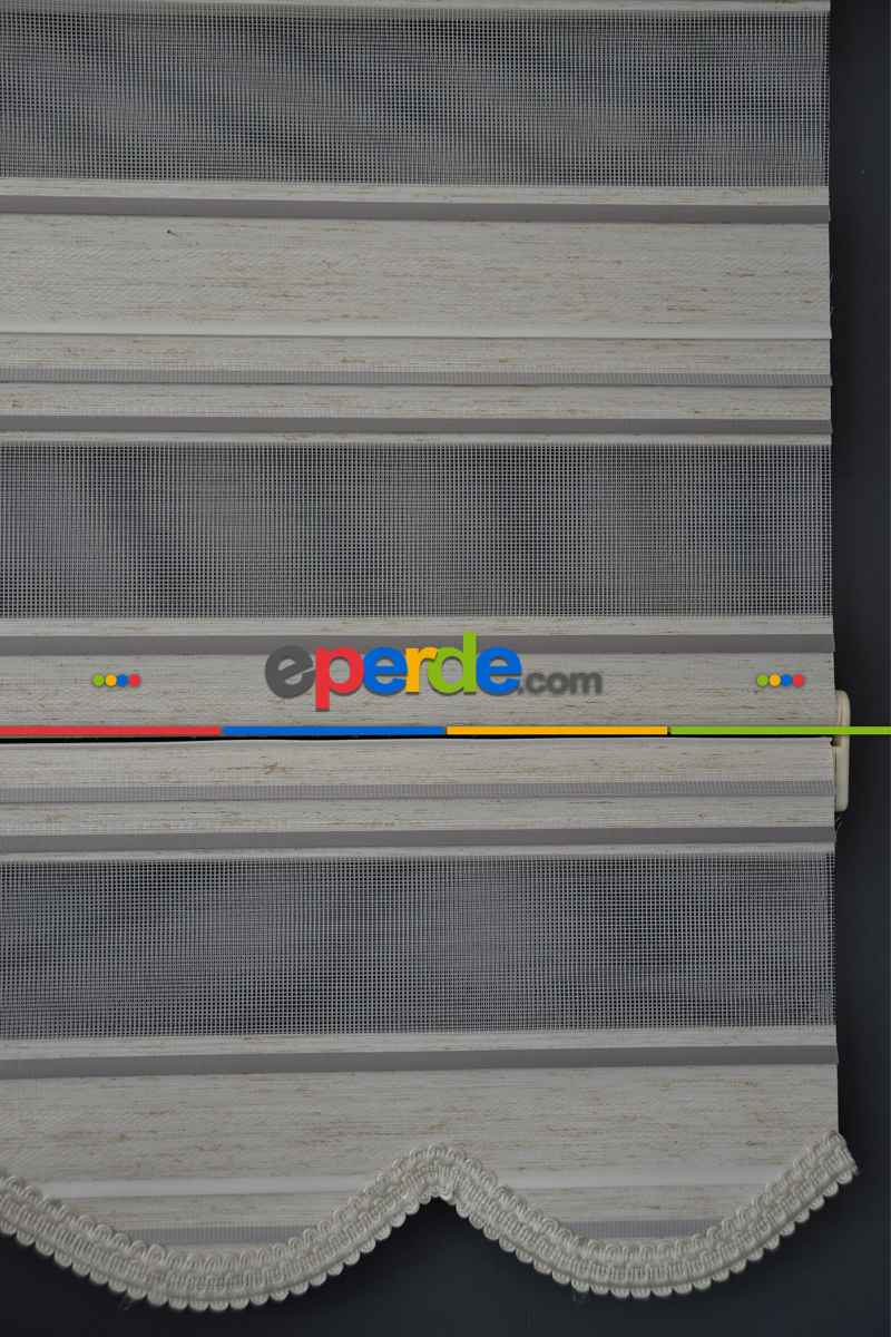Halim Perdesan Plz-801 Sütlü Kahve, Gri & Beyaz Renk Etekli Veya Eteksiz Zebra Stor Perde