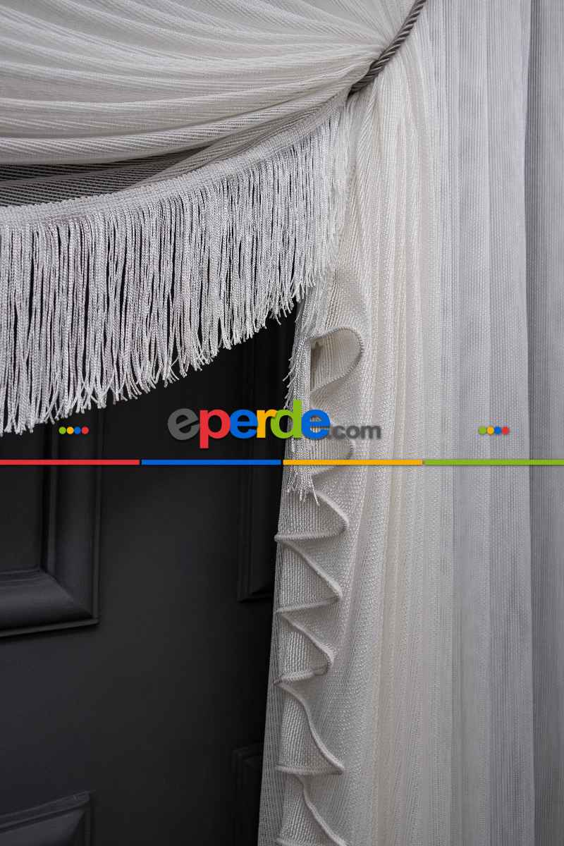 Salon Yalancı Kruvaze - Tülden Fon - Yana Toplamalı Tül - Kordon Toplama Tül - Çift Veya Tek Kanat - Püskül İlave Ücretlidir