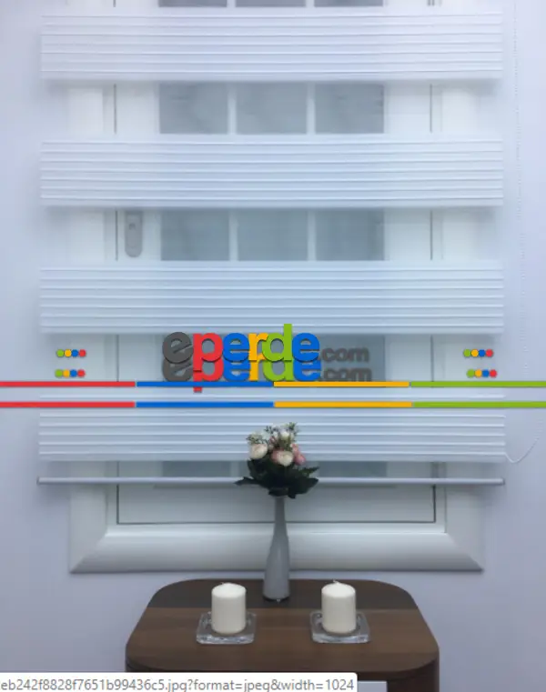 Salon Zebra Perde - Zebra Geniş Pilise Beyaz- Beyaz