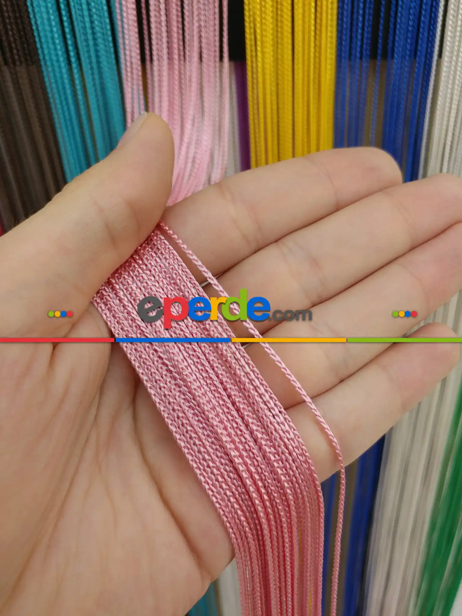 Pembe Rengi İp Perde İnce Zincir Serisi- Pembe
