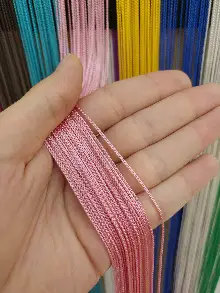 Mutfak İp Perde - Pembe Rengi İp Perde İnce Zincir Serisi- Pembe