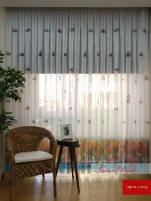 Şimşek Mcqueen Arabalar Desenli Tül Perde- Kırmızı-Sarı-Füme-Mavi Açık-Ekru-Hardal