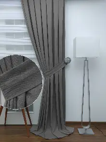 Bebek Odası - Gri Düz Fon Perde 842