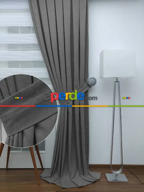 Gri Düz Fon Perde 842