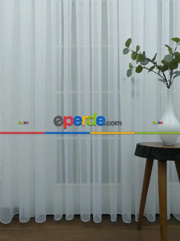 Perdeks Home Tül Perde 03 Lux Series- Ekru - Kurşunlu Tül