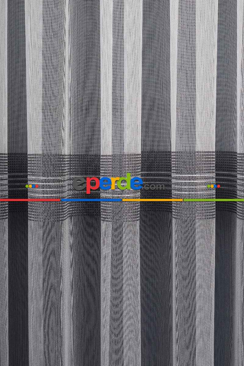 Yatak Odası - Ekru - Antrasit Gri Düz Tül Perde Ütü Istemez