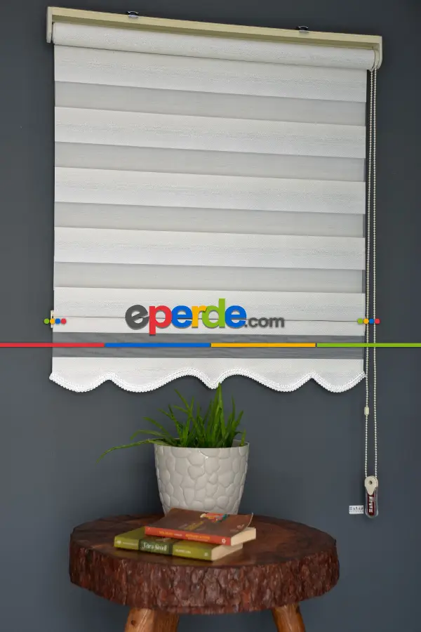 Halim Perdesan Zn-20 Beyaz & Ekru Renk Etekli Veya Eteksiz Zebra Stor Perde