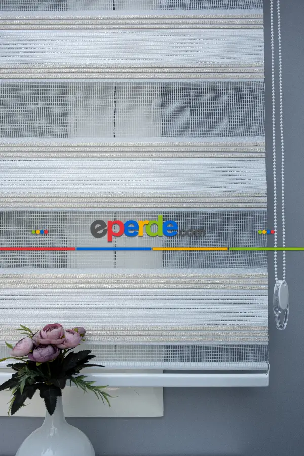 Salon Zebra Perde - Zebra Perde Simli Pileli Yüksek Kalite Pliseli Zebra - Kornişe Kolay Montaj Ayağı Seçenekli - Standart Metal Kasalı