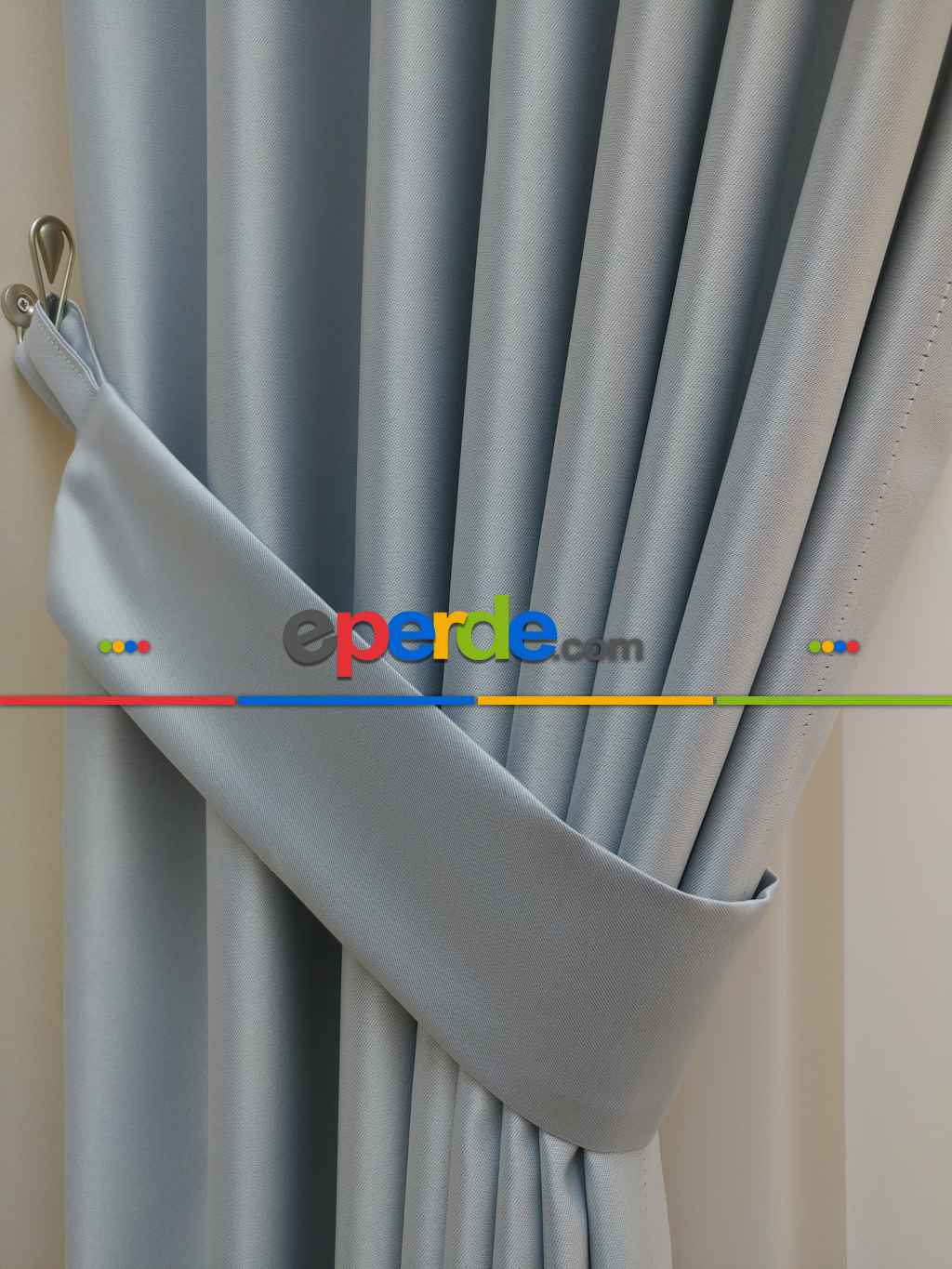 Açık Mavi - Gri Blackout Düz Fon Perde- Mavi Grimsi