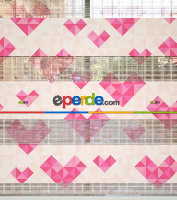 Çocuk Odası Zebra - Kalp Desenli Baskılı Zebra Perde- Pembe