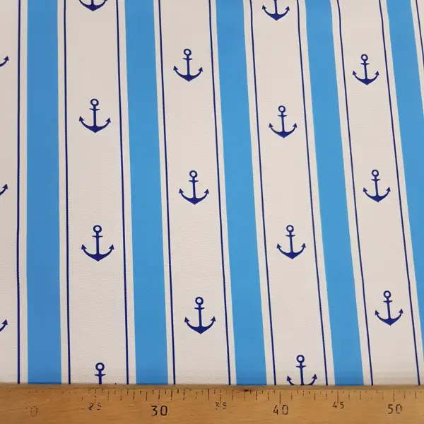 Bebek Odası Fon Perde - Çapa Desenli Fon Perde Evm560 Kumaşı Kalındır Duck Bezi Değildir- Mavi