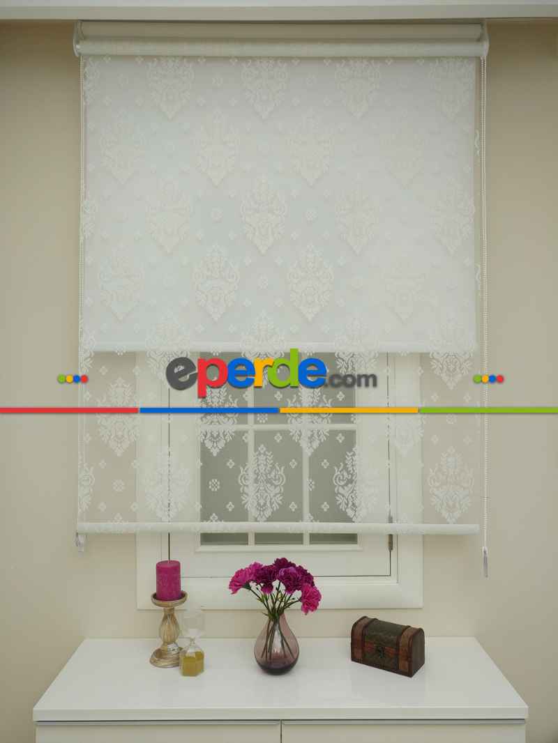 Mutfak Tül Stor Perde - Çiftli Sistem- Ekru