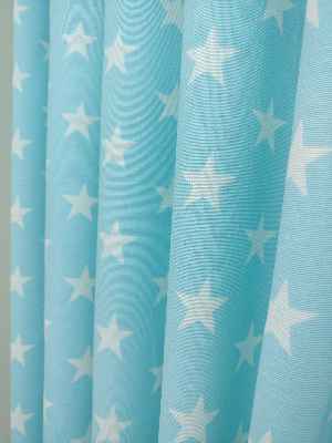 Yıldız Desenli Fon Perde ( Leke Tutmaz )- Mavi Açık