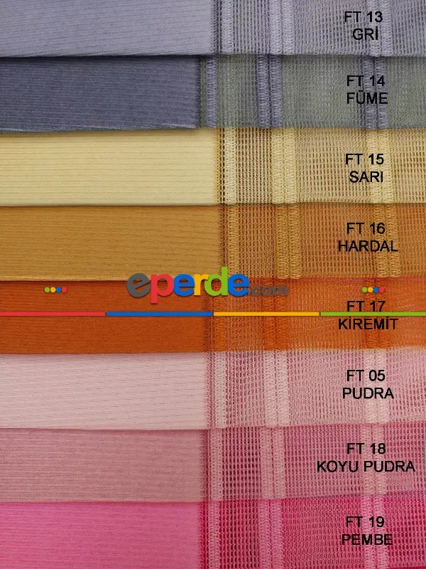 1. Kalite Çizgili Tül Dikey Zebra Perde - Ft-35 Bordo , Ft-09 Elegans , Ft-16 Hardal , Ft-02 Ekru- Bordo-ekru-sütlü Kahve-hardal Sarısı