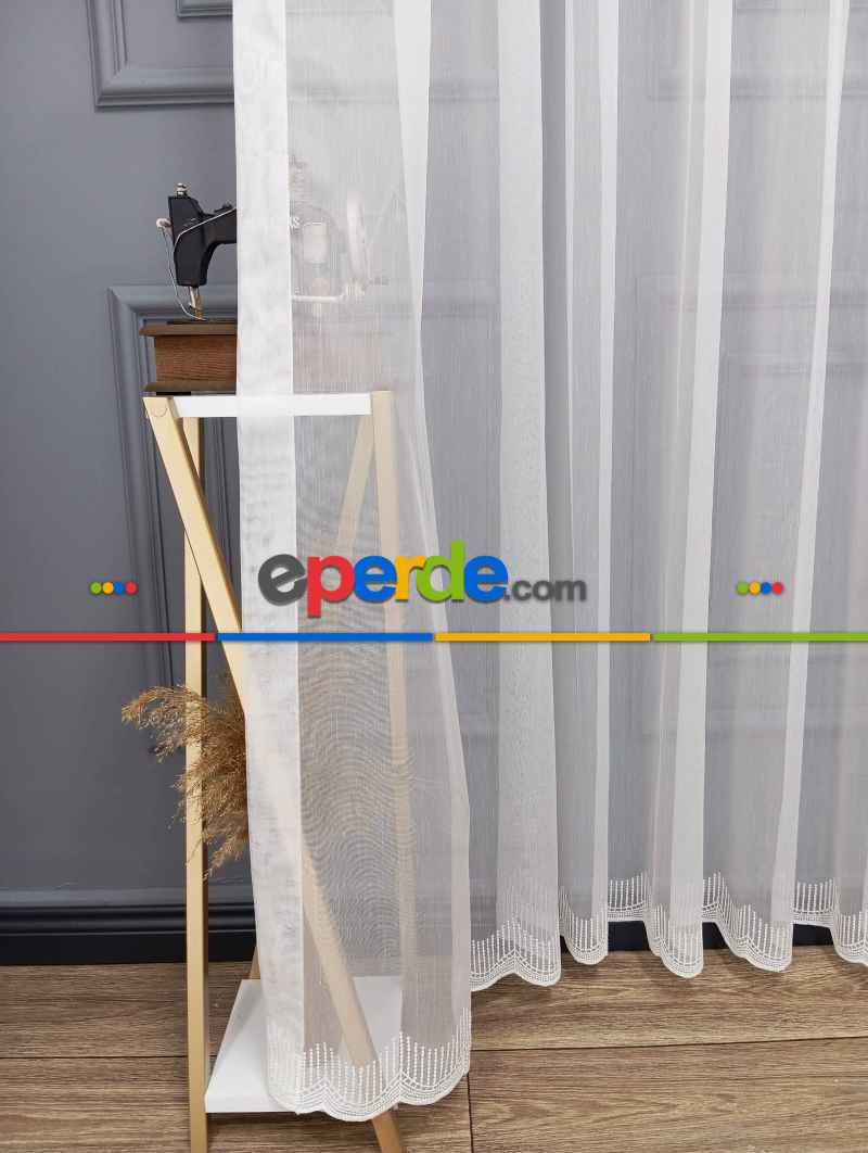 Lanka Sade Düz Etek Işlemeli Ütü Istemez Yeni Tarz Tül Perde