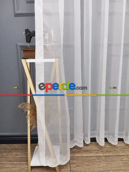 Lanka Sade Düz Etek Işlemeli Ütü Istemez Yeni Tarz Tül Perde