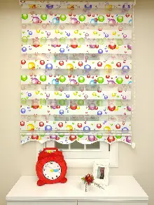 Çocuk Odası - Zebra Perde - Baloncuk Baskılı-  Çok Renkli 3