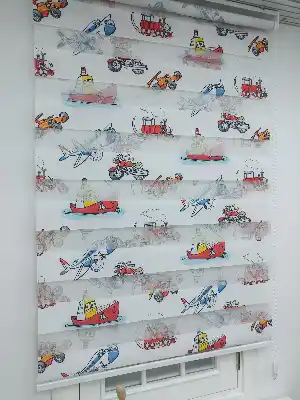 Çocuk Odası - Gemili Uçaklı Motor Desenli Erkek Çocuk Odası Zebra Perde-  Çok Renkli 2
