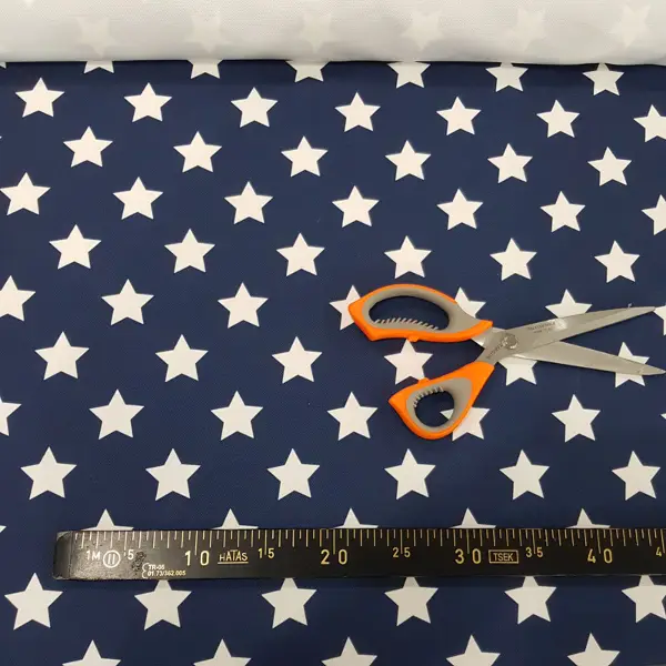 Yıldız Desenli Fon Perde Evm1131 Kumaşı Kalındır Duck Bezi Değildir- Lacivert-Beyaz