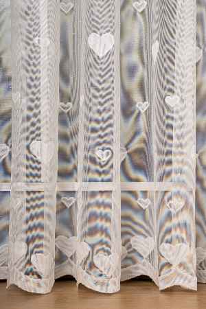 Çocuk Odası Kalp Desenli Örme Tül Perde