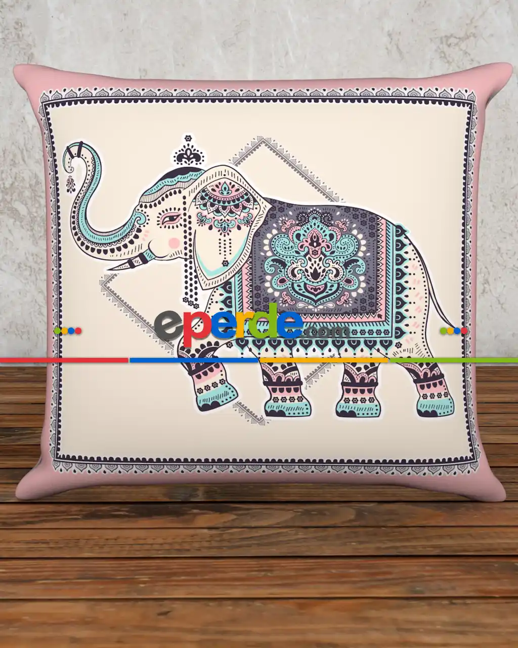 43x43 Cm Dijital Baskı Lüx Kırlent(yastık)kılıfı 5 - %100 Ürün Memnuniyeti- Krem-Ekru-Su Yeşili