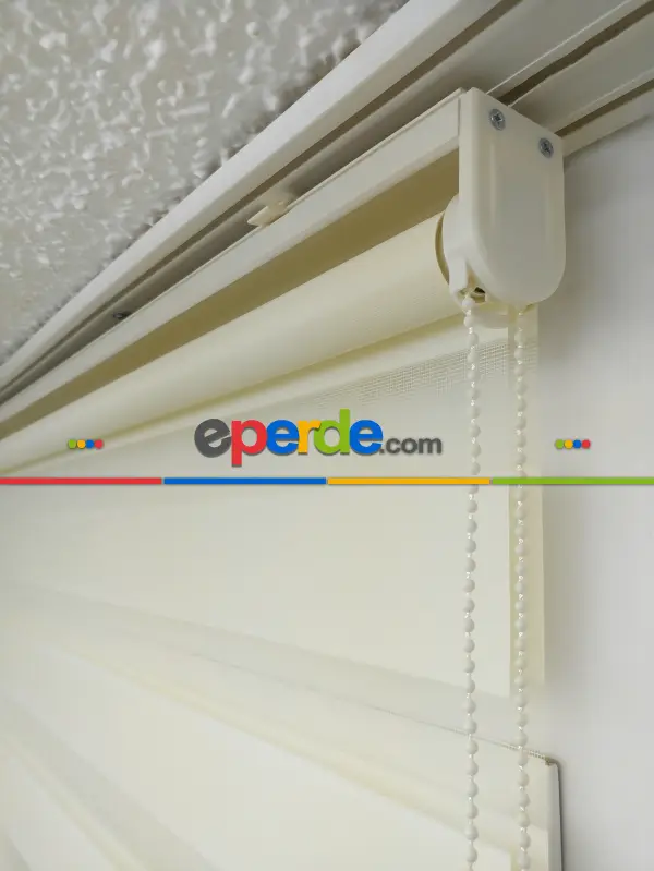 Salon Zebra Perde - Zebra Perde-tual Krem Renk Düz Zebra Perde- Krem