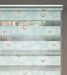 Açık Mavi Bulut Desenli Baskılı Zebra Perde