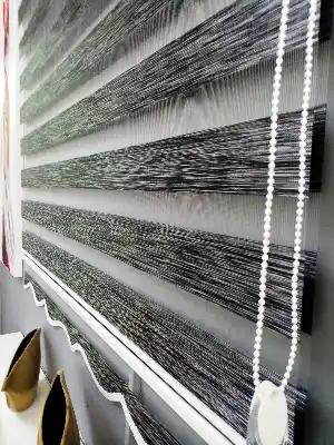 Oturma Odası - Bambu Zebra 2021 Sezonu Siyah-gri Kırçıllı A Kalite Bambu Zebra Perde- Siyah