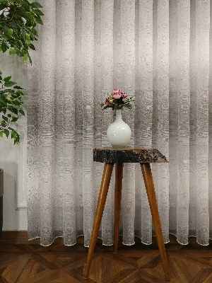 Salon Keten Tül - Keten Dokulu Degrade Renk Geçişli Tül - Ütü İstemez- Gri-Füme-Antrasit-Ekru